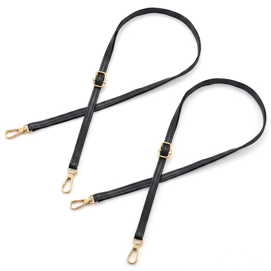 Elegaperma 2 Pcs Black Purse Straps, Adjustable 27.56-51 IN Narrow 0.39 IN Replacement Shoulder Strap for Handbags with Zinc Alloy Swivel Hooks