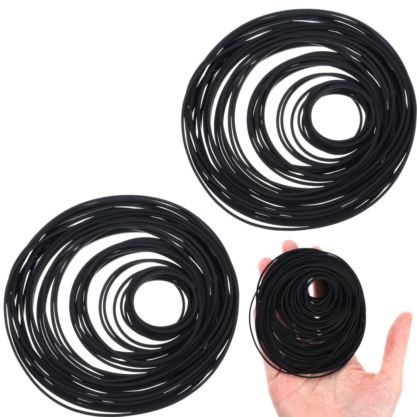 150pcs VCR Belt, Black Rubber Turntable Belts, Record Player Belt Replacement 20-120mm, Repair and Maintenance Hybrid Flat Cassette VCR Belts, for DVD CD LD VCR Repeater Drive 1mm Width