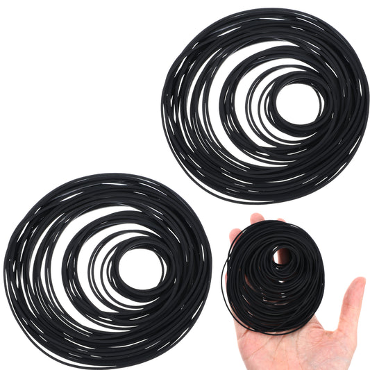 150pcs VCR Belt, Black Rubber Turntable Belts, Record Player Belt Replacement 20-120mm, Repair and Maintenance Hybrid Flat Cassette VCR Belts, for DVD CD LD VCR Repeater Drive 1mm Width