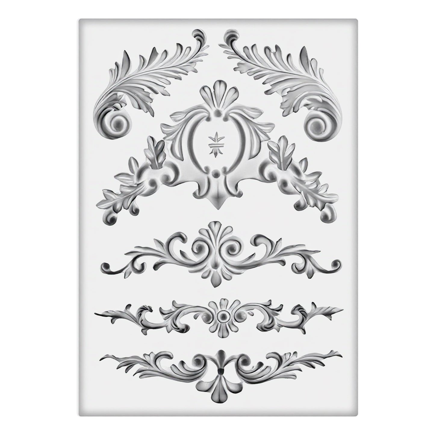 Molds for Crafts, Iod Molds, Baroque Style Curlicues Scroll Lace Emboss Border, Relief Flower Lace Filigree for Plaster Fondant Sugar Craft Cake Baking Air Dry Clay